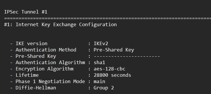 Configuración IPsec del túnel VPN